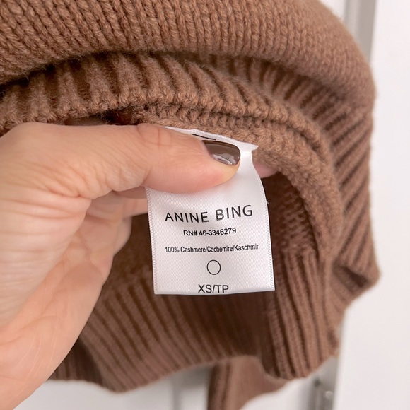 ANINE BING Rosie Cashmere Crewneck Oversized Sweater Camel - Picture 8 of 9
